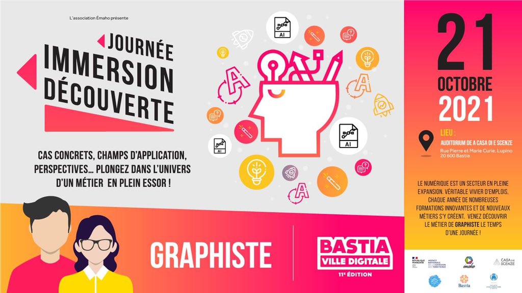 VilleDigitale's tweet photo. [Métier numérique] Animée par @leoraymond2A cette journée vous permettra de découvrir le métier de #graphiste

👤 10 places dispo
🕘 Le 21/10 de 9H à 17H
📍 A casa di e Scenze
⌨️ Inscription laura@emaho.fr

@Cita_Bastia @AggloBastia @ANCTerritoires @BanqueDesTerr @caissedesdepots https://t.co/WoGbdZkGOu