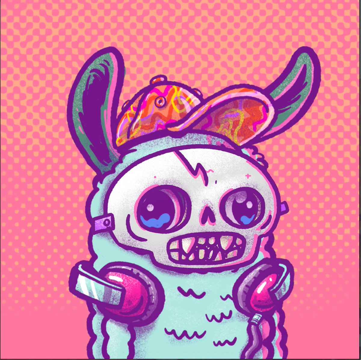 BeltonMadeline's tweet photo. Spooky mask made by @natebear, artist for @SpacePoggersNFT ! #llamastyle @SP_Llamas_Tribe https://t.co/ElCSS8Joo2