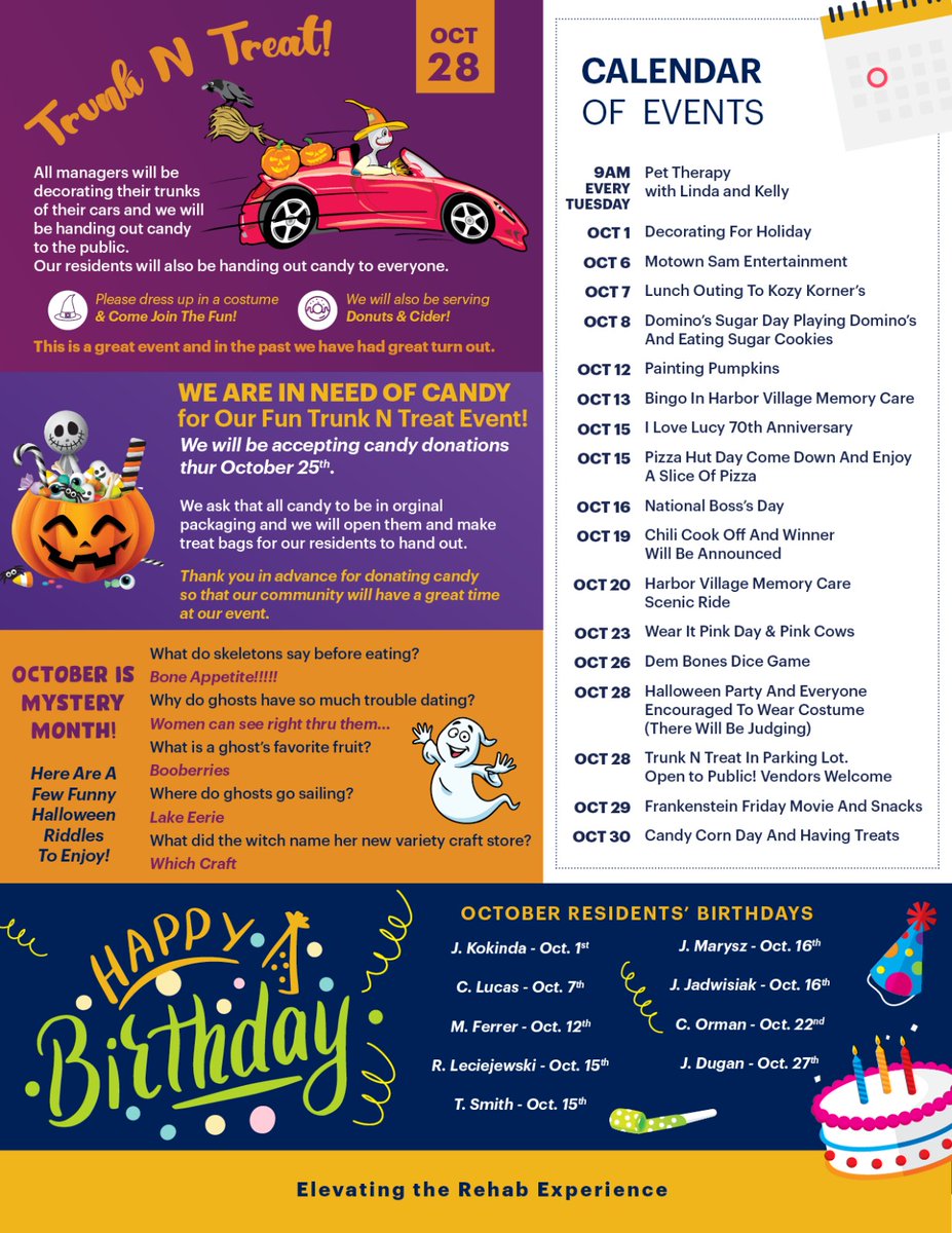 EdgewoodHealthc's tweet photo. Edgewood's Monthly Courier! Check out our most recent copy for updates on some spooky season events and information on our facility! 🍁🎃 #edgewoodmanorrehab #edgewoodmanor #ohiohealthcare #seniorliving #nursinghome #ohionursinghome #rehabfacility #assistedliving https://t.co/wrQhiURMvJ