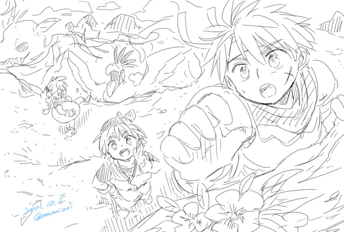 そろそろ22周年イラストの準備しないと間に合わない気がしてザザッとラフ絵ぇぇぇええい
どっちにしようかなぁ 