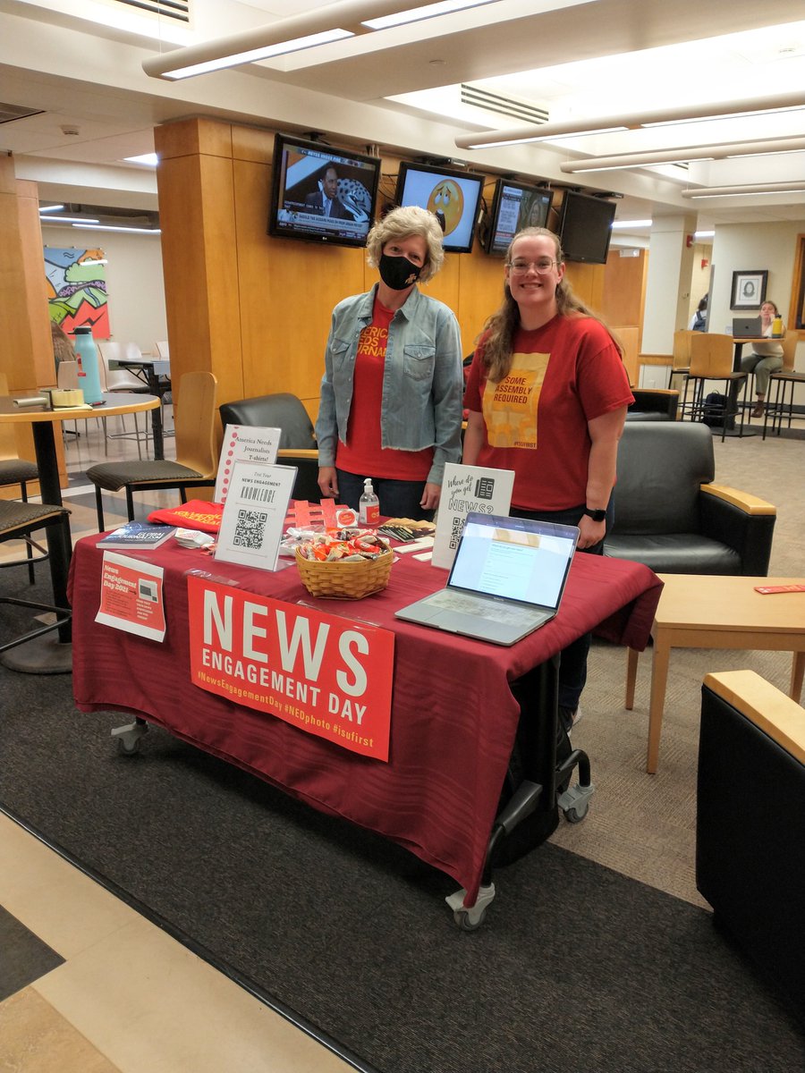 ISU_GSJC's tweet photo. We're set up in Hamilton Hall until 11am! Stop by for some candy, swag, participate in a poll & to test your news knowledge by taking this quiz >> https://t.co/2iXmhV3vqy
Participants will be entered into a drawing to win fun prizes! #ISUFirst #NewsEngagementDay #GlobalJournalism https://t.co/grp9wZwjHA