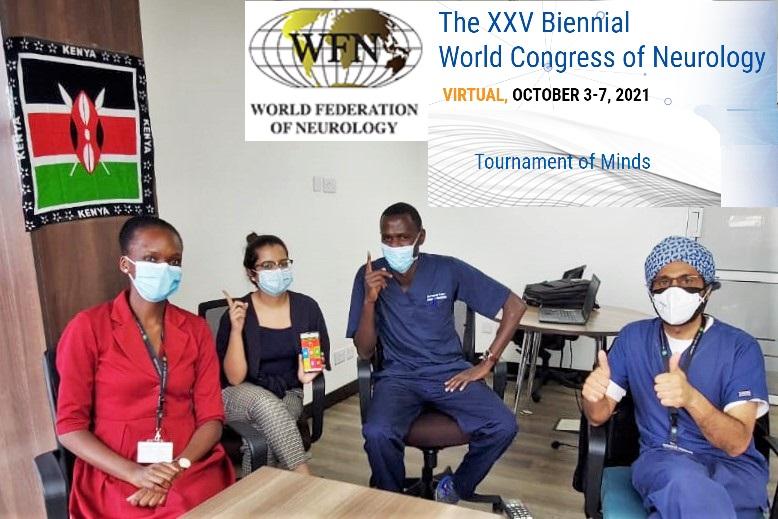 The <a href="/AKUGlobal/">Aga Khan University</a> Neurology Section at <a href="/AKUHNairobi/">Aga Khan University Hospital, Nairobi</a> representing the Kenyan contingent at the #WCN2021 Tournament of the Minds! Thank you <a href="/wfneurology/">World Federation of Neurology (WFN)</a> for letting us take part!