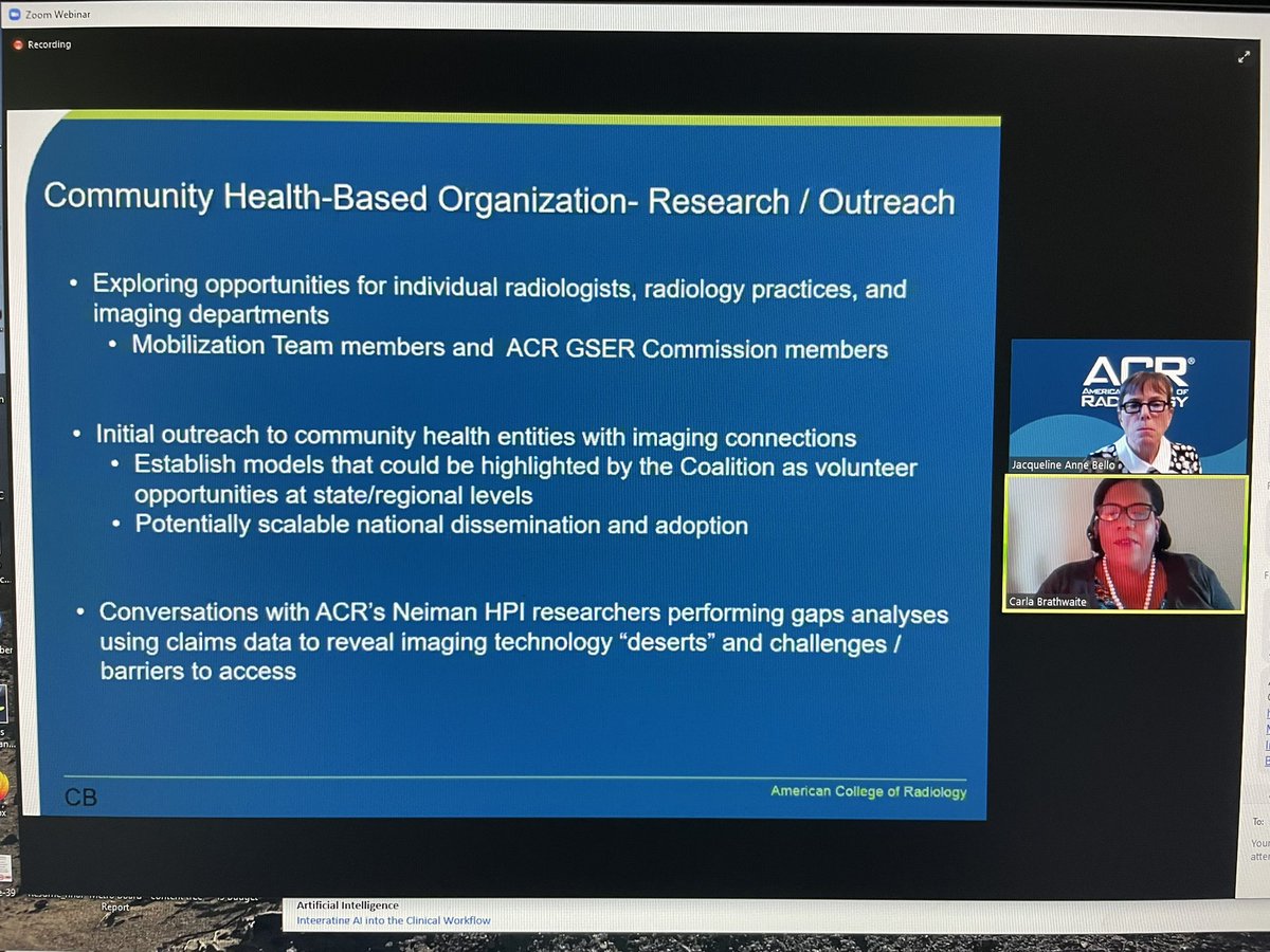Efforts underway by the @RadiologyACR Health Equity Coalition  @JBelloMD and Carla Brathwaite https://t.co/Hs7t7IVZ7Q