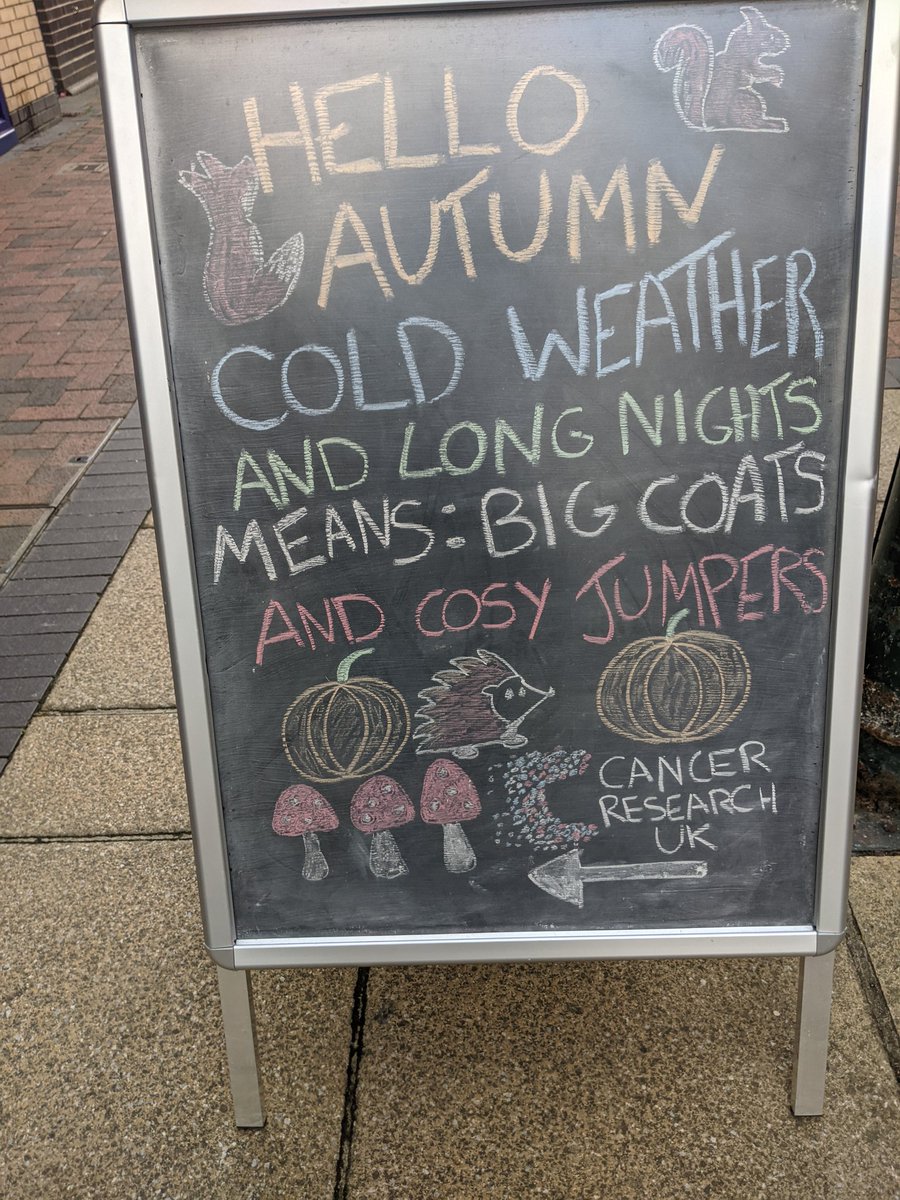 A change in season means.... New chalkboard art! I really did miss my calling in life 😉 <a href="/tategallery/">Tate Gallery</a> <a href="/CR_UK/">Cancer Research UK</a> #chalkart #chalkboard #autumn #art #chalkboardart