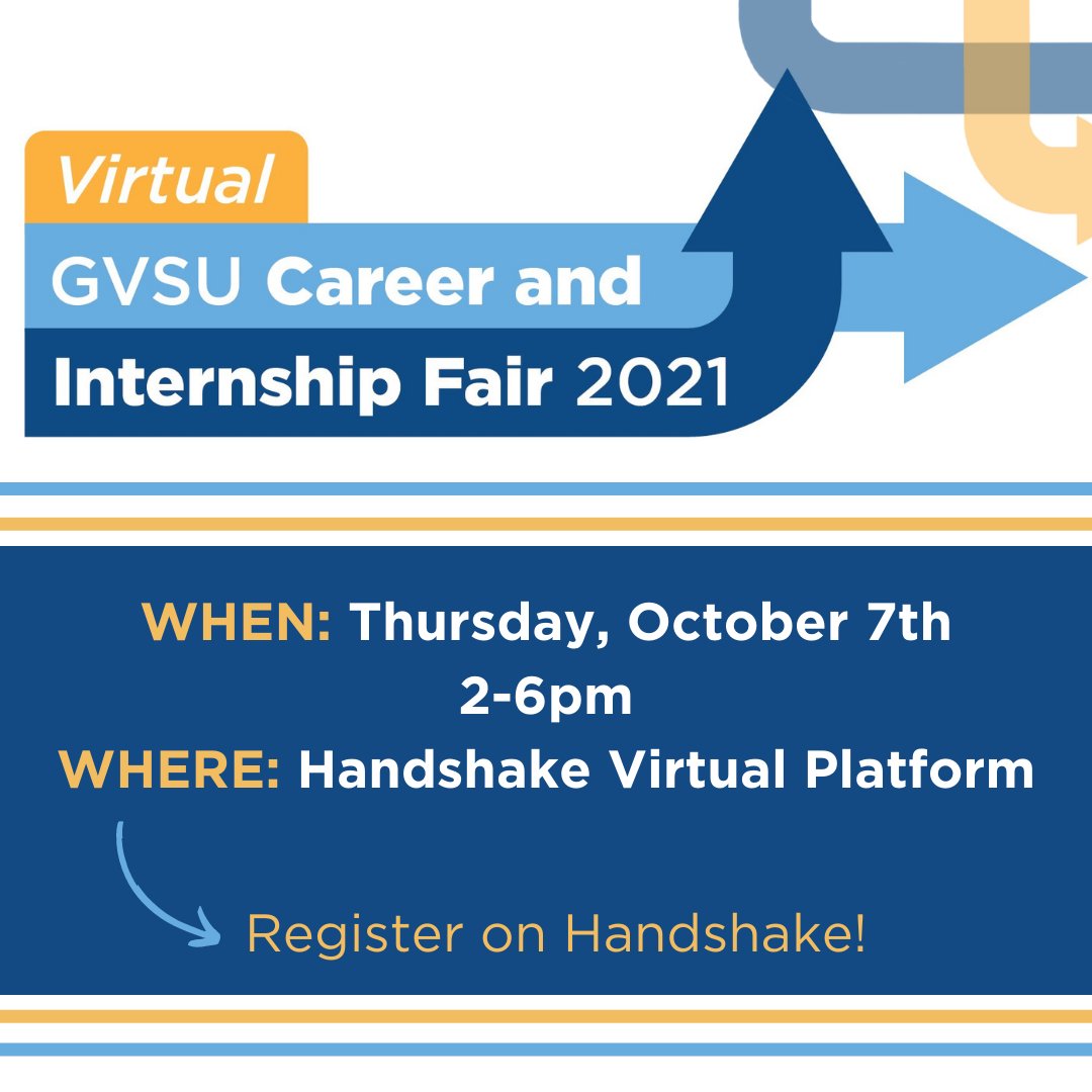 The Virtual GVSU Career and Internship Fair is THIS THURSDAY, from 2-6pm! There are still many employers with one-on-one sessions available for #GVSUHTM students. Find full lists of employers segmented by career community on the @GVSUcareers prep page. gvsu.edu/careers/virtua….