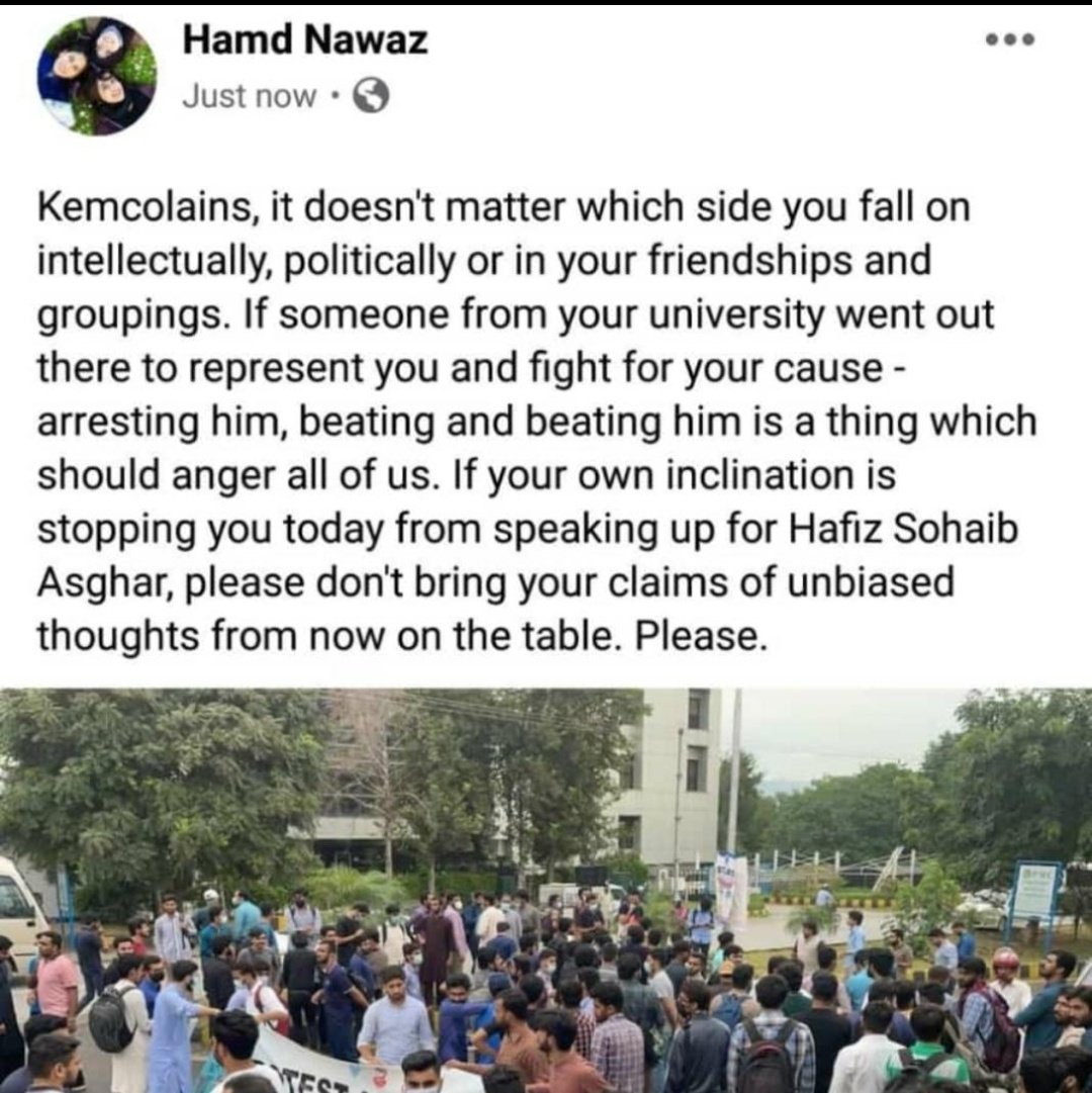 Its honestly so disappointing that i don't see a single tweet from the side of final year here. Speak up right now! Or you guys have no right to claim for our support later on! Speak up kemcolians!
#ReleaseSohaibAsghar
#ShameonPMC