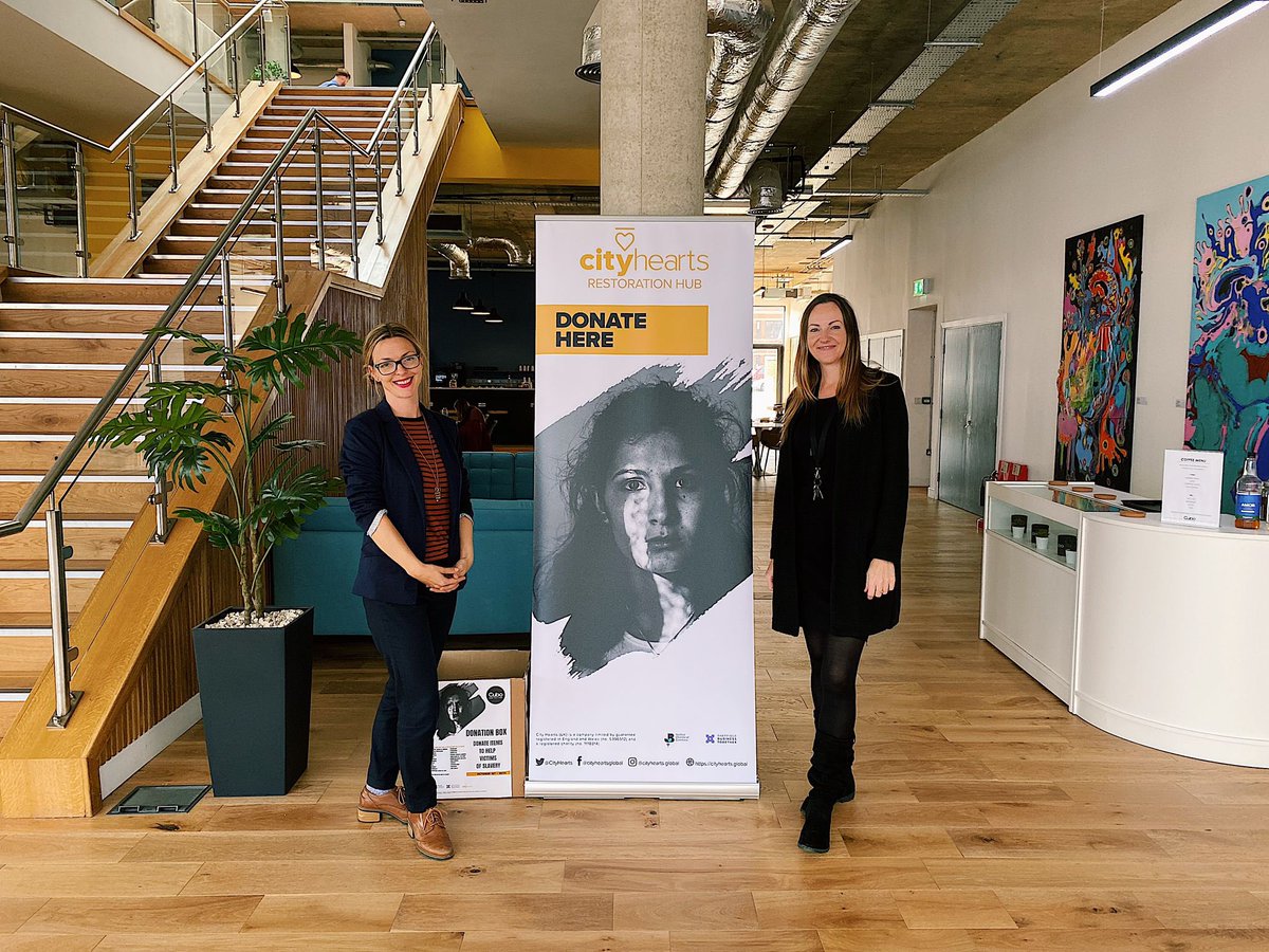 cubowork's tweet photo. Throughout October our donation box will be available at Cubo Sheffield supporting @CityHearts and their amazing work 🧡
#donations #charitybox #sheffield #cubowork #coworking #visitsheffield #donate #clothestodonate #victimsofslavery https://t.co/R1RoW3M9OJ