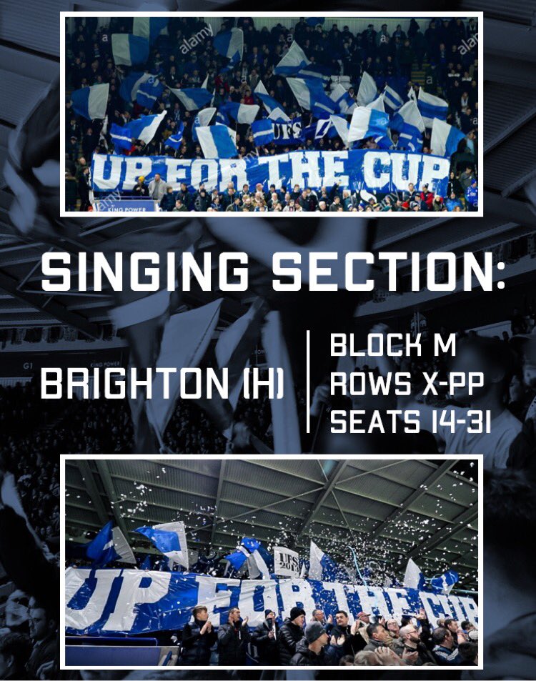 BRIGHTON CUP GAME SINGING SECTION - members can buy today online from 5. Season ticket holder sales continue.
