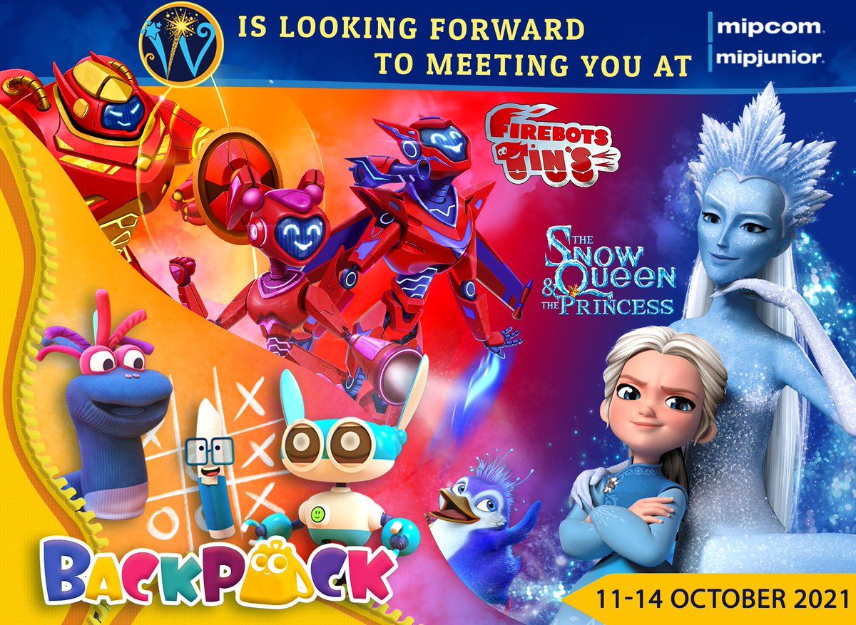 AnimationWizart's tweet photo. Wizart Animation is heading to Cannes to take part at MIPCOM. Join us to know about our brand new projects, the fifth installment of The Snow Queen, new edutainment TV show for preschoolers “Backpack” and a comedy adventure story about fire-fighting robots “Tin’s Firebots”. https://t.co/bWjz6P0PeO