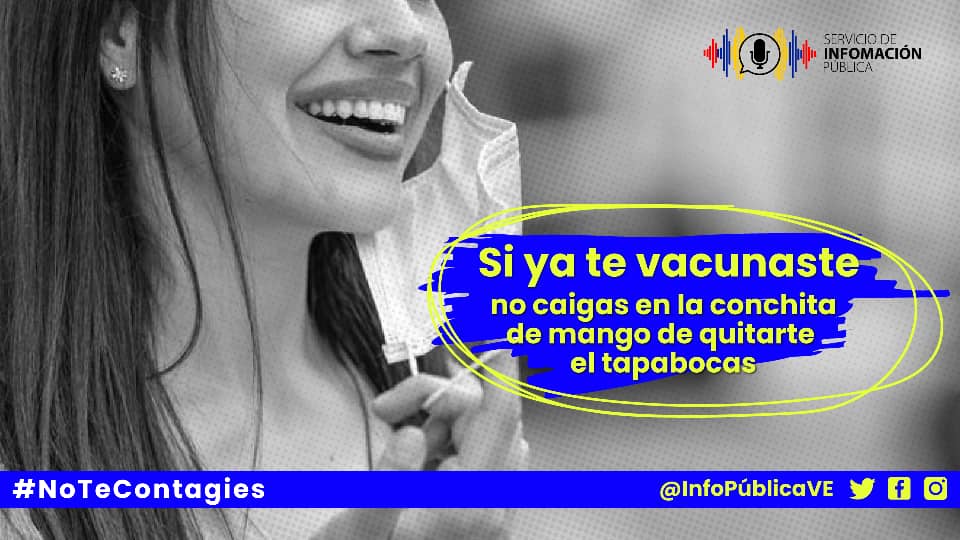 💉 La vacuna no evita que te contagies de #COVID19, pero reduce el riesgo de hospitalización y muerte en caso de que ocurra.

⚠️ No caigas en el descuido de quitarte el tapabocas. #NoTeContagies 😷