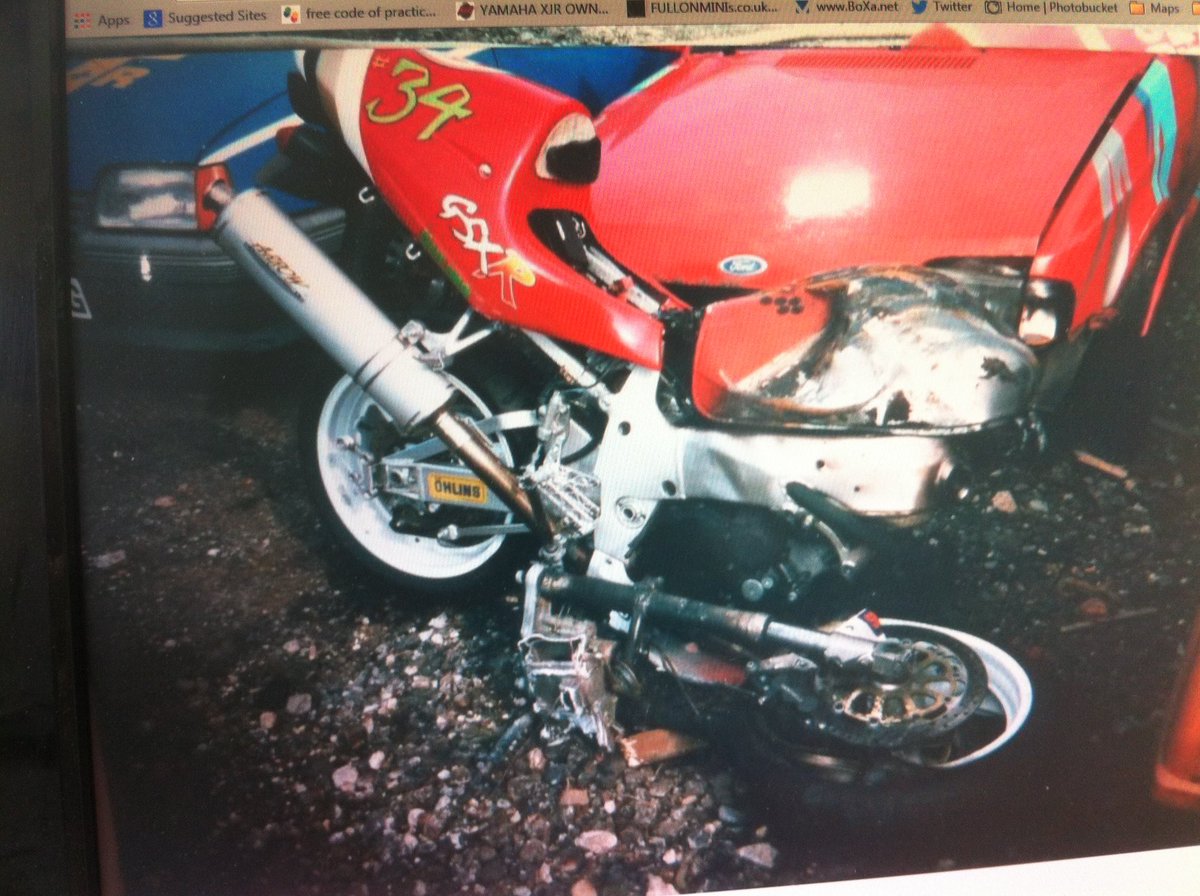 XJRT1964's tweet image. @SuzukiBikesUK @Premierbikesktm #denniswinterbottom GSXR 740WV that had been prepared for the Bol d’Or that year “97 - It didn’t end well for me and the bike in “98 😵‍💫 #carvbike #5ops #9monthsinawheelchair                     Still here though and still riding 😎