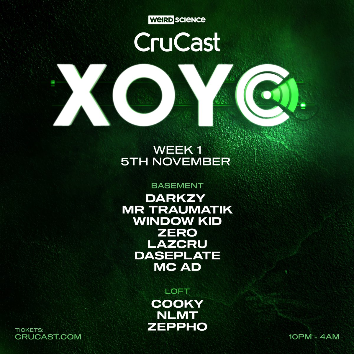 .@crucast <a href="/Darkzyuk/">darkz</a> @mrTraumatik <a href="/WINDOWKID/">WINDOW KID.</a> <a href="/zero__uk/">Zero</a> <a href="/LAZCRU/">LAZCRU</a> @daseplate <a href="/MCAD1/">MC AD</a> @daseplate <a href="/Cooky_JC/">Cooky</a> <a href="/NLMTmusic/">NLMT</a>

Tickets 🎟 bit.ly/Crucast_XOYO_W…