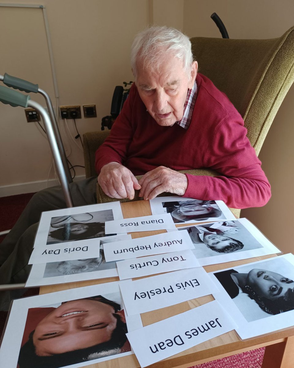 Silverline_Care's tweet photo. Here are our residents in #SpringhillCareHome enjoying a game of 'guess the movie star' where they had to match the famous name to the appropriate photo.
Such a fun and nostalgic activity and our residents did a great job. https://t.co/nVgJKkoCaQ
