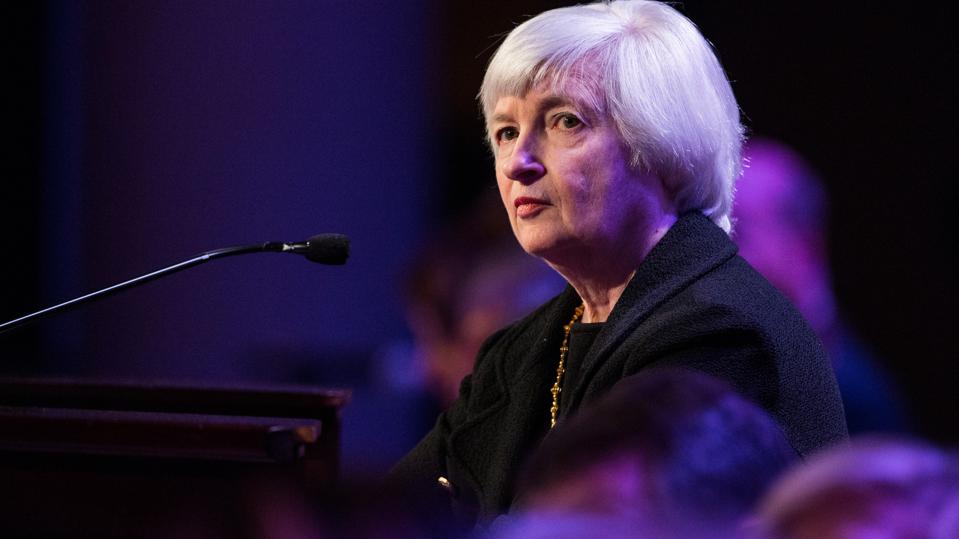 Forbes's tweet photo. It's A 'Gimmick': Yellen Opposes Minting $1 Trillion Coin To Save The United States From Historic Debt Default https://t.co/jjaTUvz1y2 https://t.co/vvTRJUMVgA