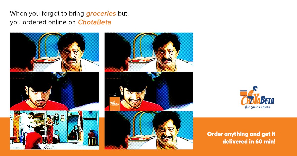 ChotaBeta's tweet photo. Ayyooo Anitha...why fear when ChotaBeta is here! 
From groceries to vegetables, meat, instant food, dairy products etc. get anything delivered in under 60 min! 

#chotabetaa
#onlinegrocery 
#onlinegrocerydelivery #homedeliveryservice #vizag #nellore #vijayawada  #hyderabad https://t.co/YGsYnjz5US