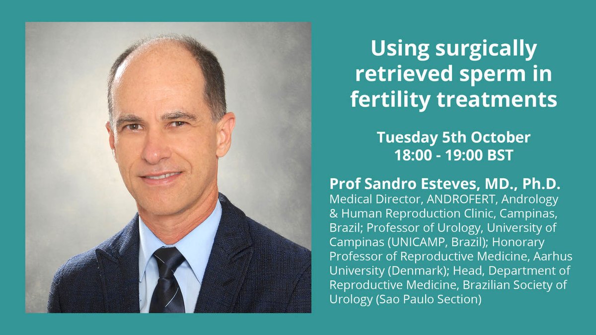 ExamenLab's tweet photo. It’s #MaleFertility webinar day! Join us this evening for our latest webinar where Prof. Sheena Lewis will discuss using surgically removed sperm in #FertilityTreatments with Sandro Esteves, MD, PhD. Don’t forget to register: https://t.co/clMHmCDZXc
#SpermDNA #Fertility #Examen https://t.co/JWrtnzjT1J