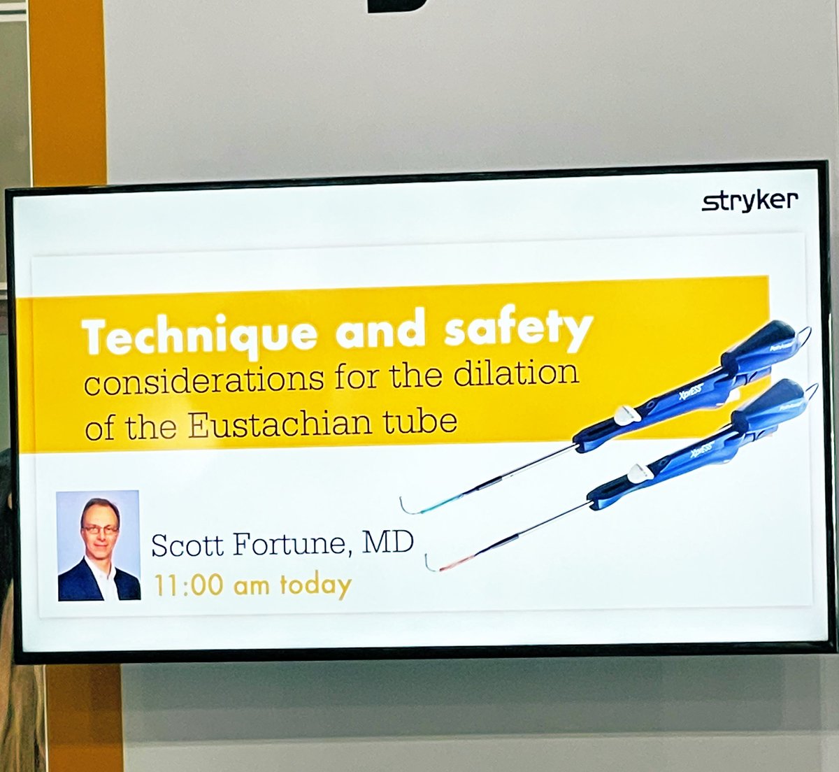 DrScottFortune's tweet photo. Come by the @stryker booth today for live demos of #BDET and #Clarifix and do some hands on training with the wireless camera, Xpress Balloon dilation system, Maxillary Seekers and #SCOPIS navigation system. Hope you’re having the BEST #OTOMTG21 https://t.co/Lgl6LtegFF