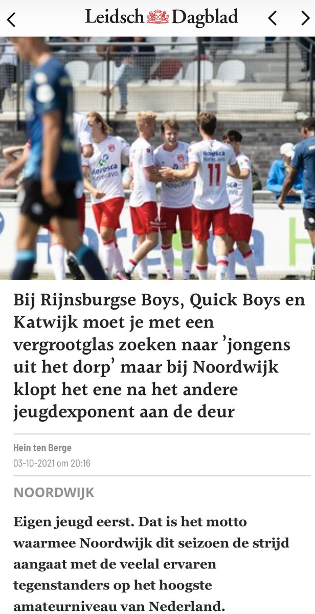 Mooi compliment <a href="/LDsport/">LD Sport</a>. Jeugd breekt door, uiteraard onder aansturing van de ervaren zeer gewaardeerde genaturaliseerde Noordwijkboys. #durf #supernooortuk #trotsop #onderscheiden Voor het volledige stuk zie Leidsch Dagblad. #nextstopscheveningen