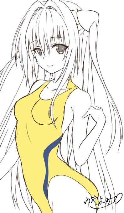#金色の闇
#ToLOVEる  
今月は極力毎日ヤミちゃん描きたい
5日目

競泳水着ヤミちゃん 