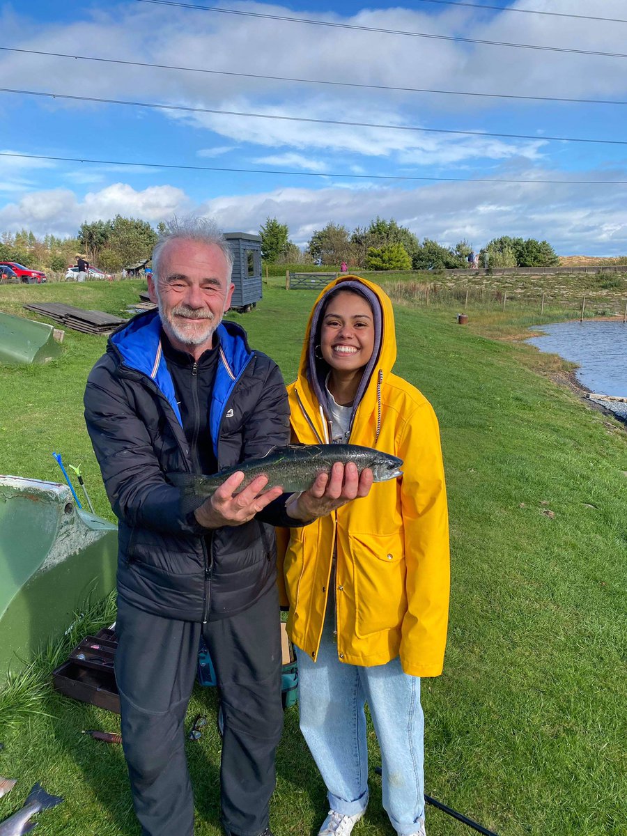 Falconryguide's tweet photo. Well done Sanjida, first time Fishing for Trout and lands a cracking Blue Trout at Clubbiedean Trout Fishery. @Falconryguide https://t.co/bB5RWs8D0B