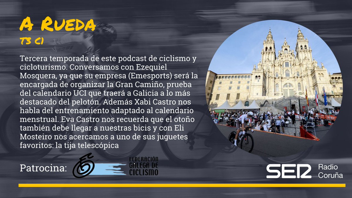 🚵‍♀️ ¡NUEVA TEMPORADA DE <a href="/ARuedaPodcast/">A Rueda Podcast</a> !
🎧Coge la bici y escucha el nuevo episodio de #ARueda 

🎙 <a href="/FranHermida1/">Fran Hermida</a> 
🚵‍♂️ <a href="/Ezequielmosquer/">Ezequiel mosquera</a> 
🚴‍♂️ @xabicastrogacio 
🍂 <a href="/EvaCastro_3/">EVA CASTRO</a> 
🚲 <a href="/EliseoMosteiro/">Eli Mosteiro</a> 

👇Escucharlo aquí, en iVoox, Spotify o en YouTube
play.cadenaser.com/audio/16334448…