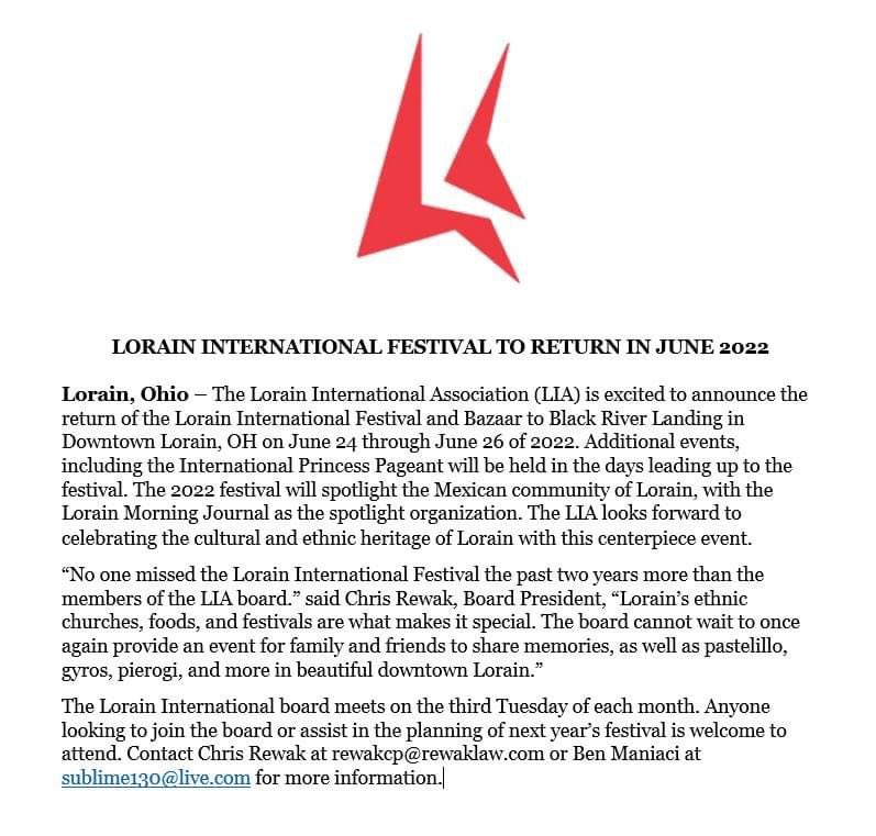 Have you heard the news? The Lorain International is set for June 2022!