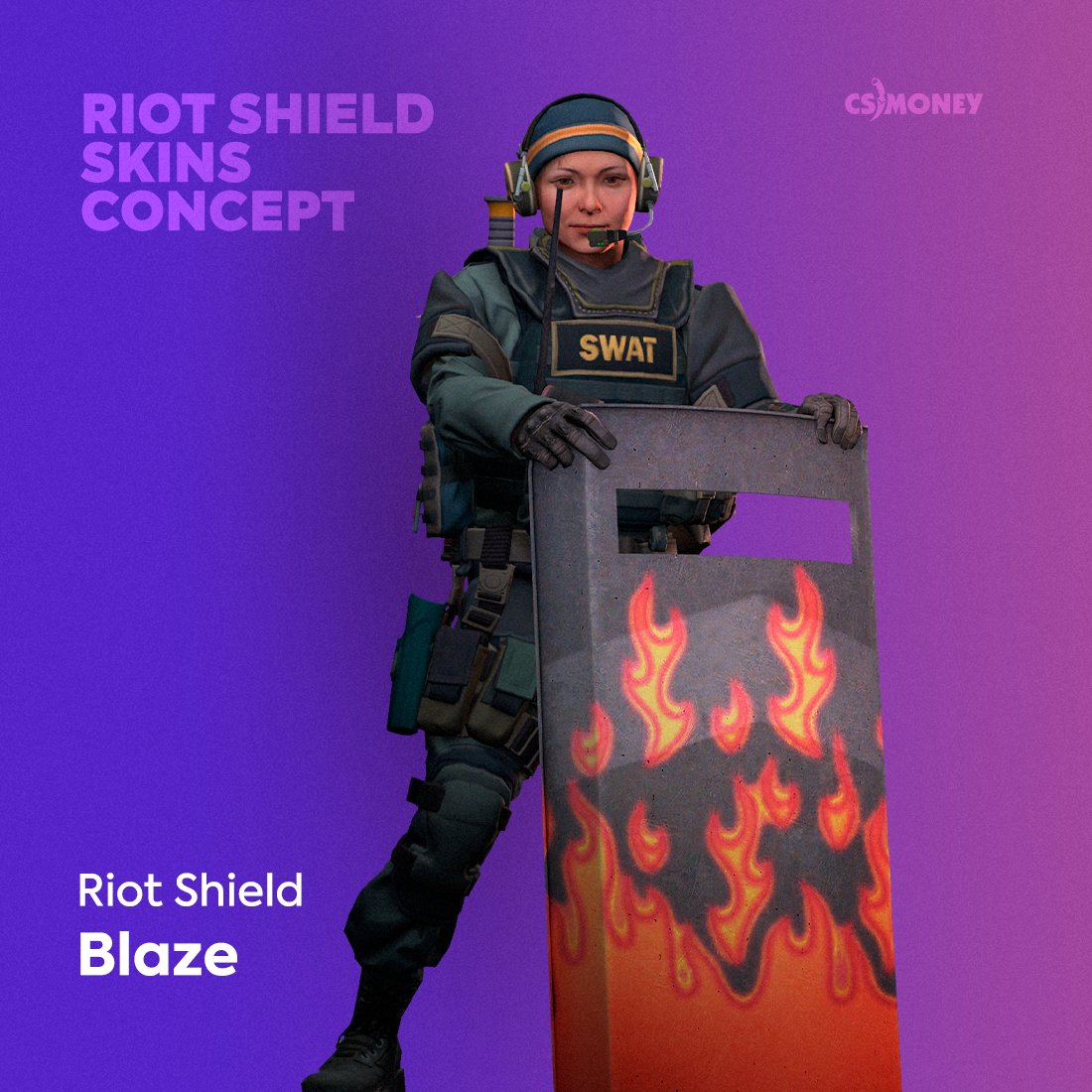 csmoneytrade's tweet photo. The recent CS:GO update added shields to hostage matches. Let's look to the future! Here are a few concepts for shield skins!

Which of them would you choose for yourself? 😉 https://t.co/96aV6gxZNT
