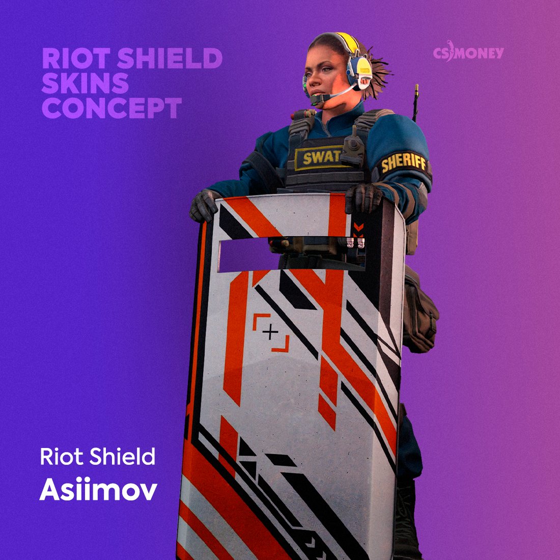csmoneytrade's tweet photo. The recent CS:GO update added shields to hostage matches. Let's look to the future! Here are a few concepts for shield skins!

Which of them would you choose for yourself? 😉 https://t.co/96aV6gxZNT