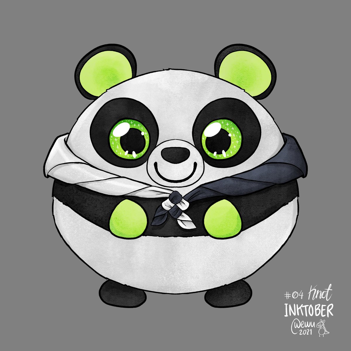 Wenkula's tweet photo. KNOT - Kakkapallo tykkää partiosta. 💜🐼 #Inktober #inktober2021 #inktober2021day4 https://t.co/f8ZjMsya12