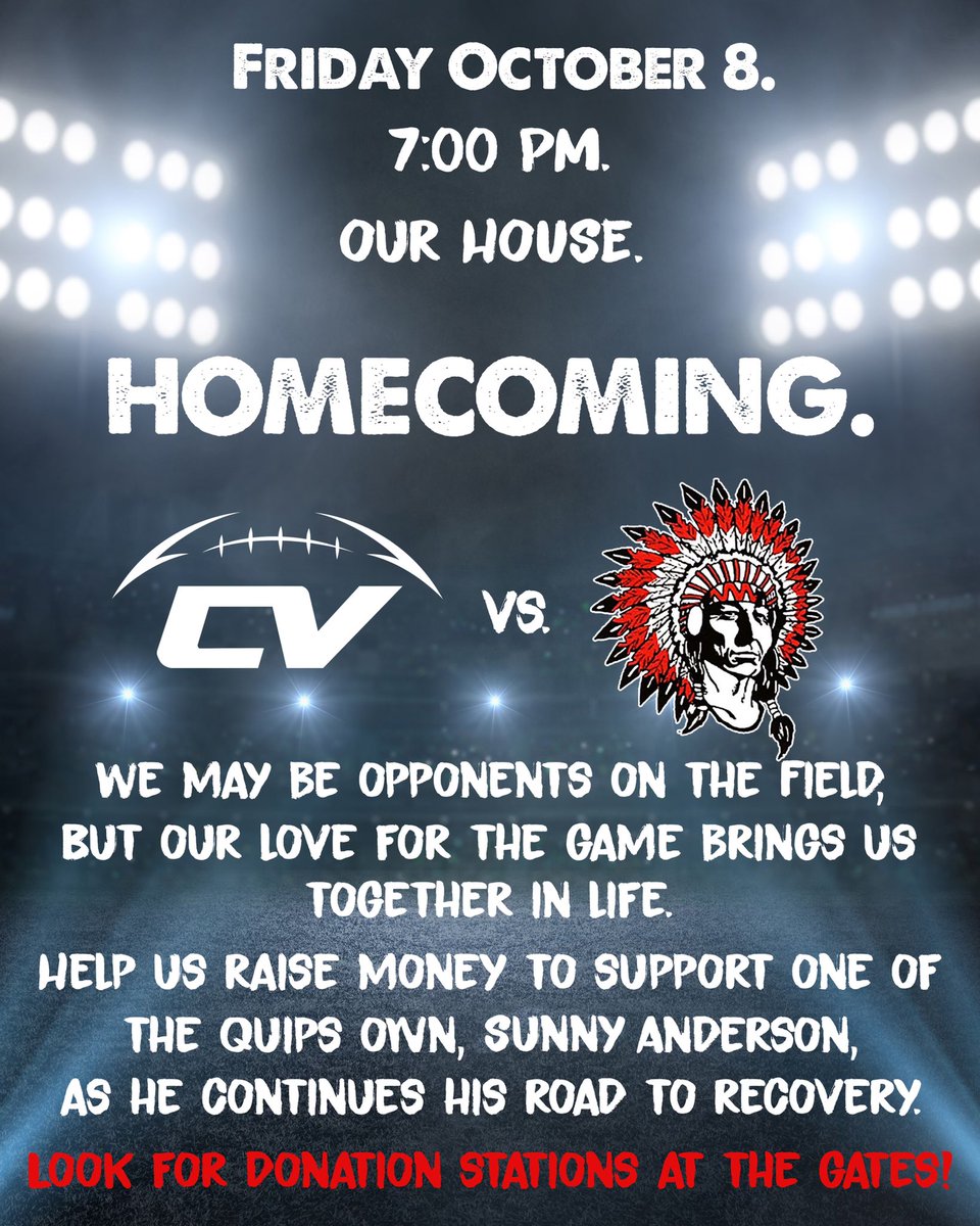 Chartiers Valley Football (@cvcoltsfootball) on Twitter photo No donation is too small! Help us raise funds for Aliquippa’s Sunny Anderson this Friday night!
CV....Let’s pull together to show our support of a fellow athlete to get him on the road to recovery. <a href="/ASDquips/">Aliquippa SD</a> <a href="/CVColtsAD/">CV Colts Athletics</a> <a href="/DKnause5/">Coach Knause</a> <a href="/CVstrength/">CV Strength</a> <a href="/cvatr/">Pittsburgh AT</a> <a href="/KNUCKFEST/">CV STUDENT SECTION</a> No donation is too small! Help us raise funds for Aliquippa’s Sunny Anderson this Friday night!
CV....Let’s pull together to show our support of a fellow athlete to get him on the road to recovery. <a href="/ASDquips/">Aliquippa SD</a> <a href="/CVColtsAD/">CV Colts Athletics</a> <a href="/DKnause5/">Coach Knause</a> <a href="/CVstrength/">CV Strength</a> <a href="/cvatr/">Pittsburgh AT</a> <a href="/KNUCKFEST/">CV STUDENT SECTION</a>