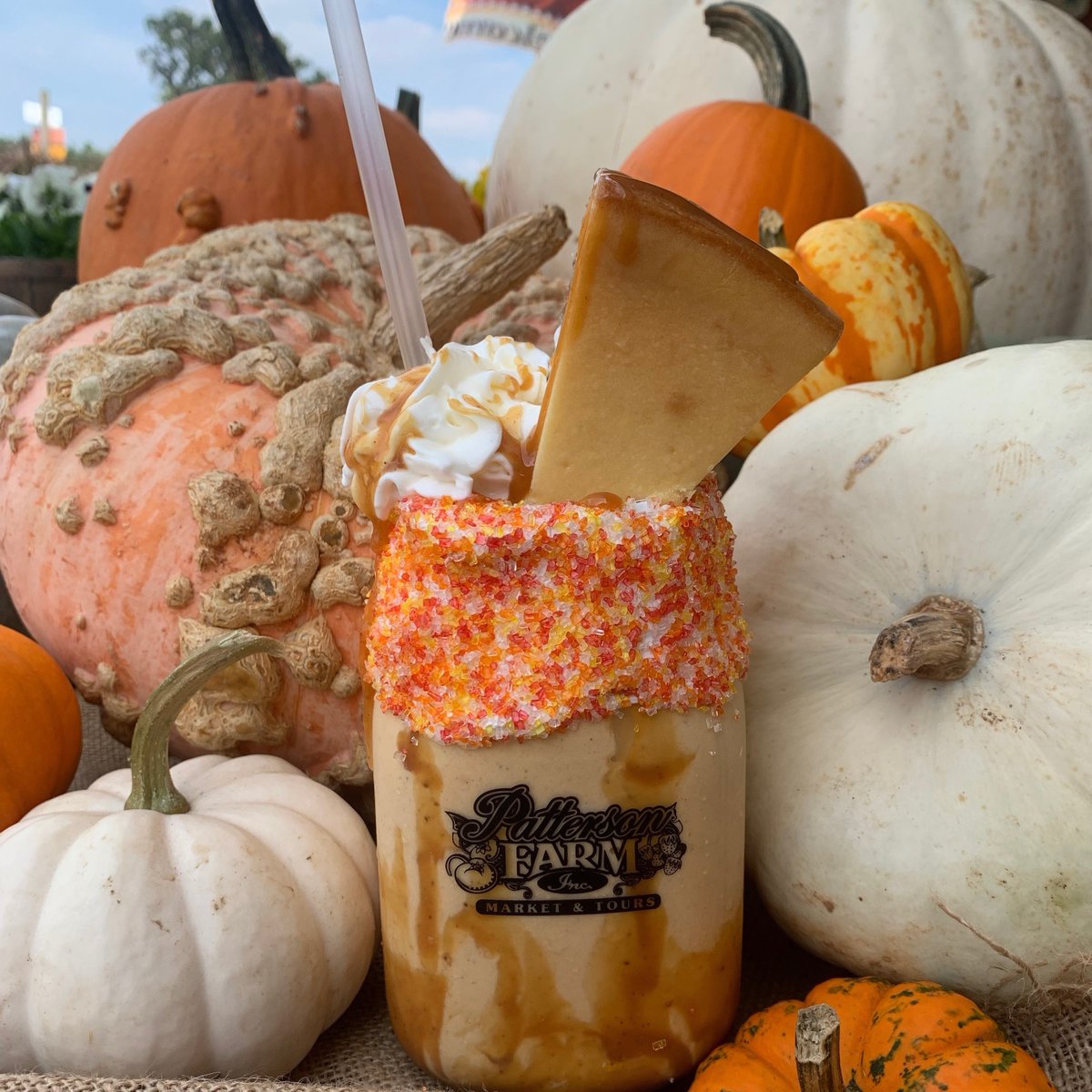 Patterson_Farm's tweet photo. Pumpkin spice and everything nice! 🎃😍 Stop in and try our ✨NEW✨ Pumpkin Cheesecake Souvenir Shake! These sweet treats are the perfect way to wind down after an afternoon of fall fun on the farm. Be sure to grab yours before it's too late! #PumpkinCheesecake #HomemadeMilkshake https://t.co/ZhXsHiCqv1