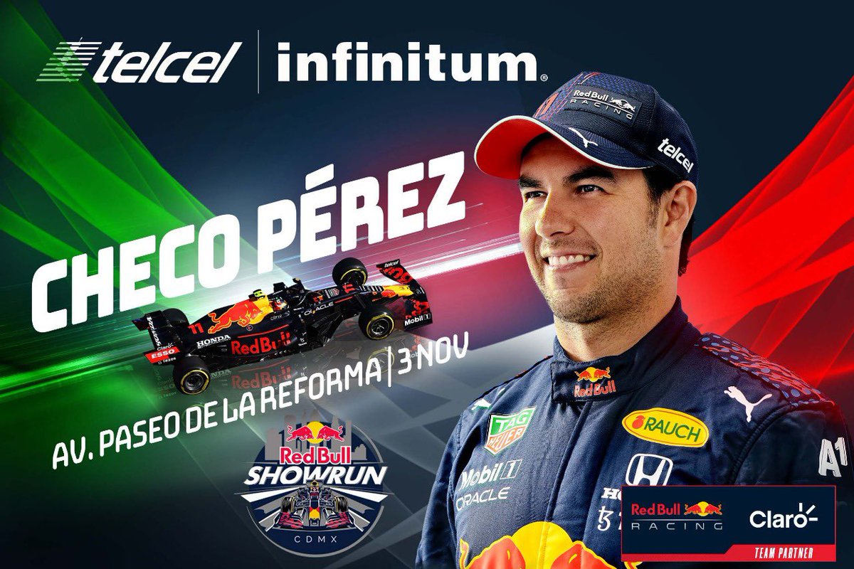 Claro Sports (@clarosports) on Twitter photo Nos espera un gran evento junto a <a href="/SChecoPerez/">Sergio Pérez</a> y <a href="/redbullracing/">Oracle Red Bull Racing</a> ¿Quién se apunta?
📆3 de Noviembre
📍Paseo de la Reforma
Nos vemos en el #RedBullShowRun 🇲🇽🏎💨 Nos espera un gran evento junto a <a href="/SChecoPerez/">Sergio Pérez</a> y <a href="/redbullracing/">Oracle Red Bull Racing</a> ¿Quién se apunta?
📆3 de Noviembre
📍Paseo de la Reforma
Nos vemos en el #RedBullShowRun 🇲🇽🏎💨