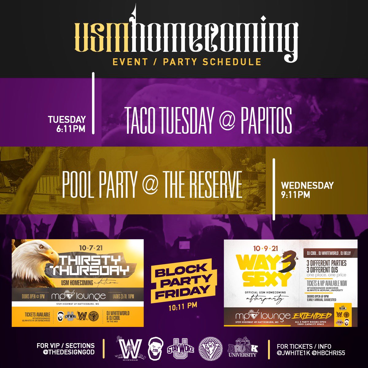 HBChris5's tweet photo. USM homecoming line up 🏄🏾‍♂️ https://t.co/VDtUzNaMEu
