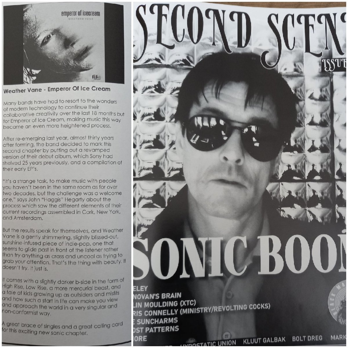 TheEmperorsCork's tweet photo. Big thanks to @secondscenemagazine 🇺🇸for the glowing review of 'Weather Vane',nice to be featured in print which is less common these days. Available @AmoebaSF @AmoebaBerkeley &amp; @AmoebaHollywood 🇺🇸 @roughtrade London &amp; @ProbeRecords 🏴󠁧󠁢󠁥󠁮󠁧󠁿 + record stores in Spain 🇪🇦 &amp; Netherlands 🇱🇺 https://t.co/U3F2XCbOyT