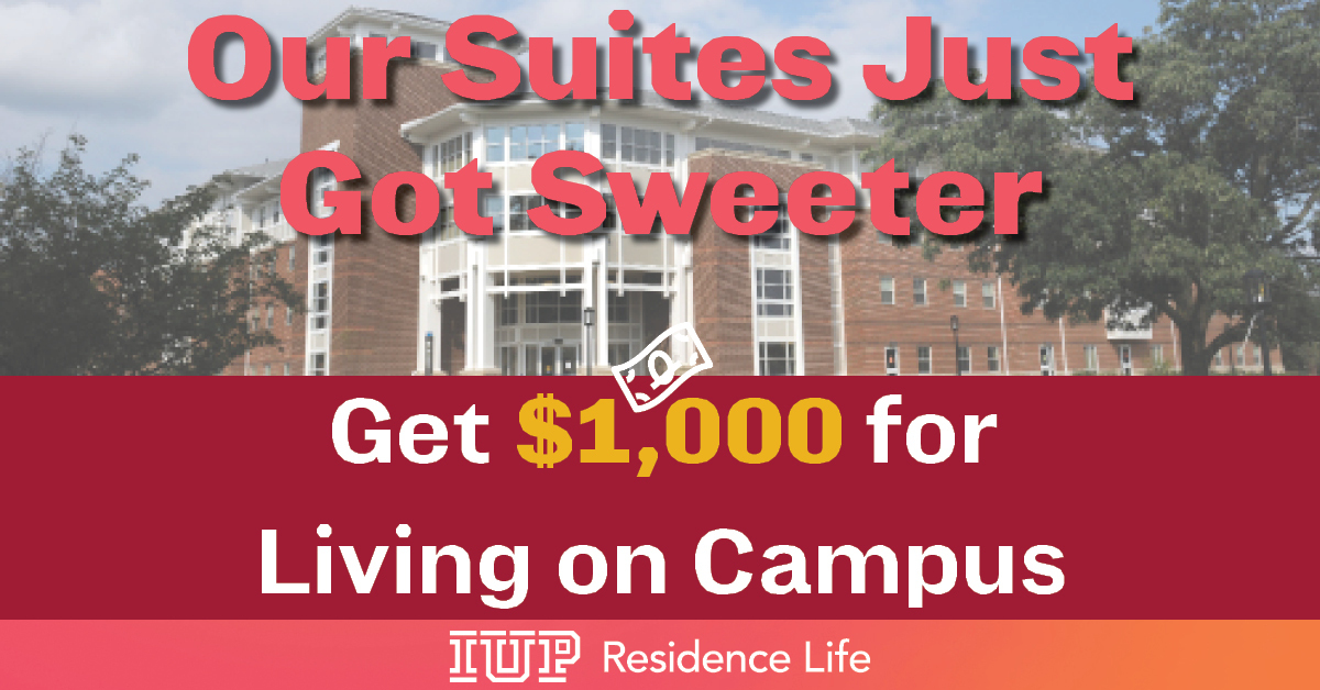 Have you signed up for housing for next year? Sign up now and take advantage of a $1000 scholarship plus all that living on-campus has to offer! #IUP #LiveOnIUP <a href="/IUPedu/">Indiana University of Pennsylvania</a>