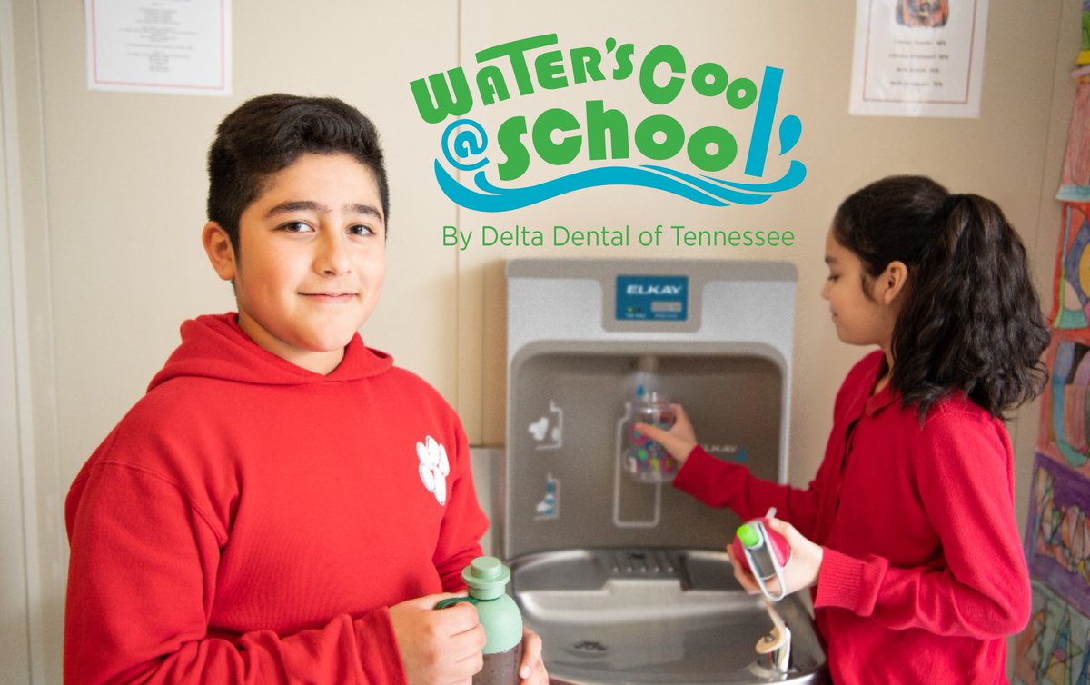 DeltaDentalTN's tweet photo. Our Water’s Cool @ School program is back! This year 25 middle schools across Tennessee will receive grants for new touchless Elkay water bottle-filling stations.  Apply online at https://t.co/Mlu2yg7nWO through Nov. 23! Grant recipients will be announced in early 2022. https://t.co/Pr1rduJIIb