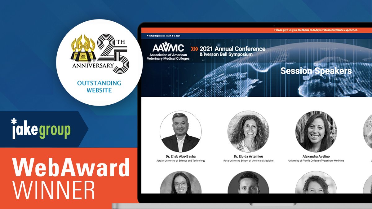 🏆 We’re thrilled to announce our win in the Web Marketing Association’s annual #WebAwards! Our team took home the Outstanding Website prize for our work on <a href="/AAVMC/">AAVMC</a>'s Annual Virtual Conference website. 

Learn more and view the work ---> jakegroup.com/blog.