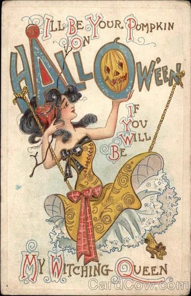 Respectively, the text and concept referenced from this very old Halloween postcard, i love it so much! 