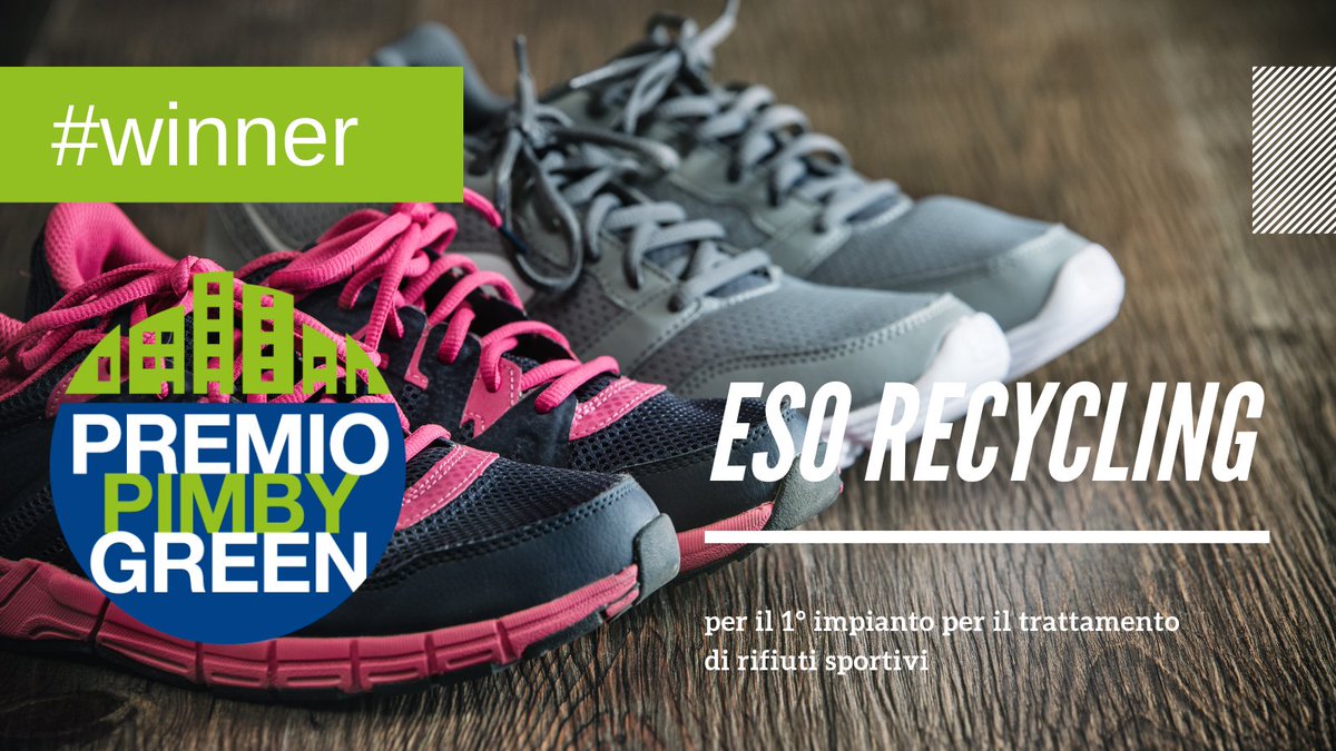 assoambiente's tweet photo. #PIMBYGreen #Winner21
🔵 ESO RECYCLING avvia il primo impianto per il trattamento di #rifiuti sportivi e scarpe antinfortunistiche, che verranno trasformati in #mps: così si sottraggono rifiuti alla #discarica, estraendo valore.
Per questo l'abbiamo premiata con il PIMBY Green. https://t.co/Jx9q116YgL