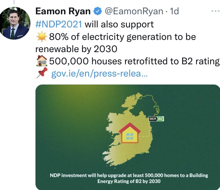 swjoconnor's tweet photo. Commitment to invest €5bn of carbon taxes in deep home retrofits is v positive part of #NDP2021 plan. @super_homesIrl https://t.co/3OiWvL11wm https://t.co/fnQ9J9mFl0