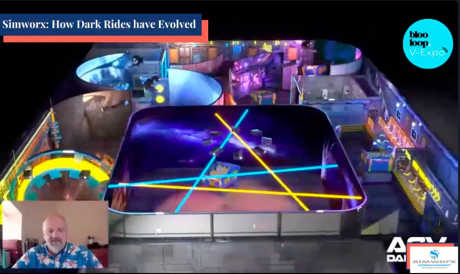 Blooloop's tweet photo. Interactivity, storytelling and #gamification help attractions to futureproof their #DarkRides. @simworx's AGV dark rides take the genre to a whole new level. "Every car could have a completely different story." #blooloopVExpo https://t.co/FCfICUL4FS