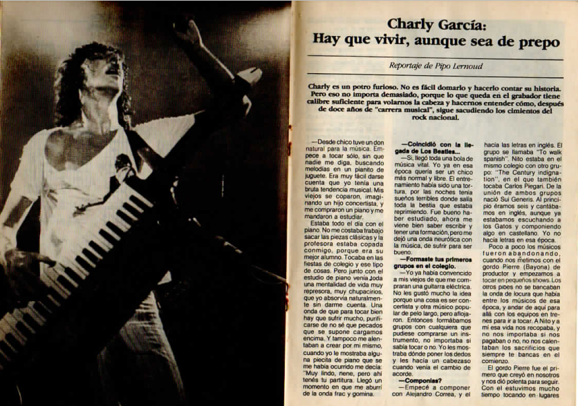 84enigma_'s tweet photo. REVISTAS📰

• Canta rock- cancionero de música contemporánea 
Reportaje del 3 de marzo de 1984 hecho por Pipo Lernoud a Charly García: "hay que vivir, aunque sea de prepo" #Roma5 #50huellasET https://t.co/FdG9haSDw0