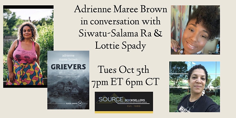 Today at 7pm ET / 6pm CT, join @adriennemaree in conversation with @motisalaschild and Lottie Spady where they will discuss adrienne's Detroit-based novella Grievers. Register here: eventbrite.com/e/grievers-aut…