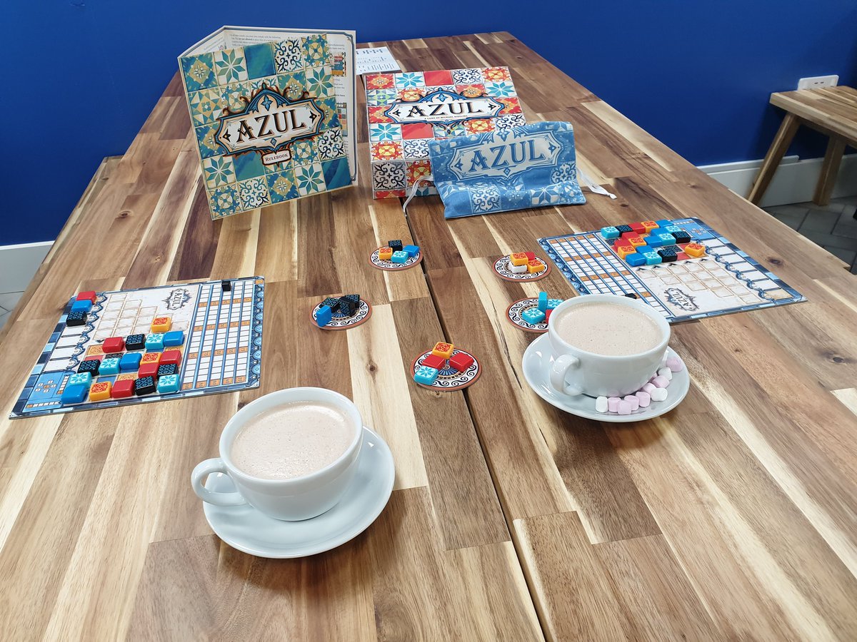 Bulwark_Games's tweet photo. Autumn is definitely here! We're hiding from the cold with hot chocolates and a game of Azul. Perfect!
#boardgames #wirralindependents #azulboardgame #hotchocolate https://t.co/iGlKXIB3jI