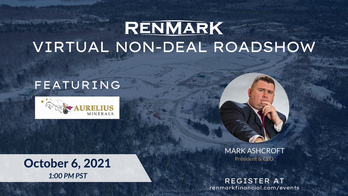 RenmarkMedia's tweet photo. @MarkNJAshcroft of @Aurelius_AUL_CA $AUL.V will join us for a VNDR tomorrow! Aurelius is a well-positioned #gold exploration company focused on advancing its Aureus Gold Properties.
Register here:
https://t.co/Z16JQEymQI
#PathtoProduction #DefineRefineReengineer https://t.co/Fmo4W388mI