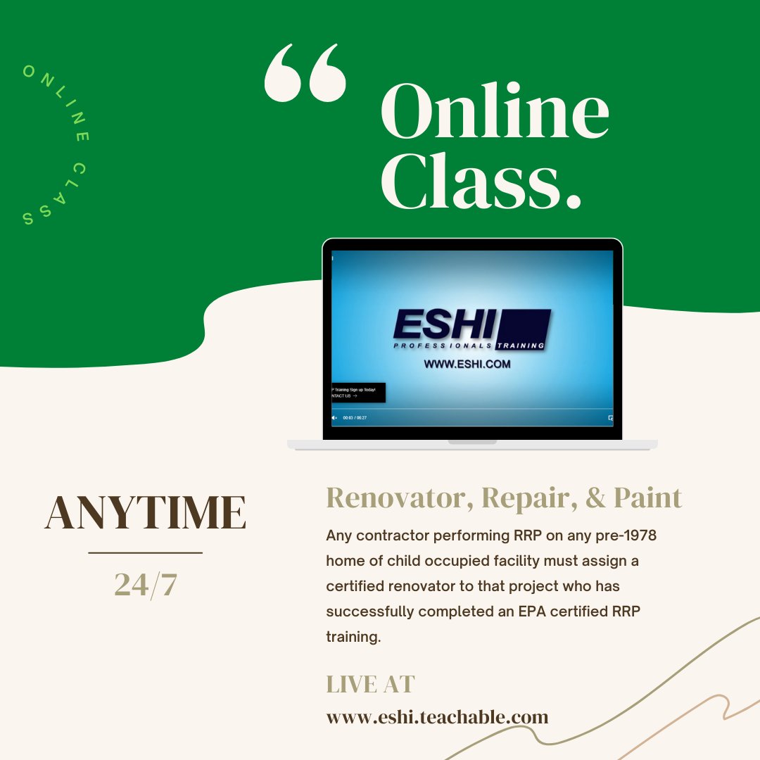 Ohcconsultants's tweet photo. Are you a contractor performing Renovator, Repair &amp; Paint on any per-1978 residential or commercial building? We also offer the EPA certified training as well! Come take the RRP training for only $89.
#contractors #builders  #constructionlife #remodeling  #asebstostraining #eshi https://t.co/WaYLbLZkGb