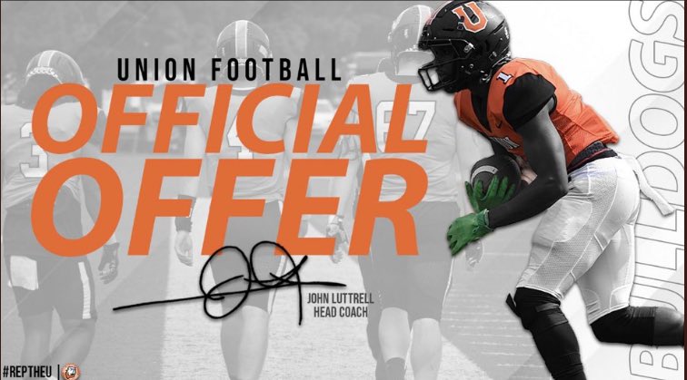Thanks @CoachAlexBelll <a href="/UnionBulldogFB/">Union Football</a> for the Official Offer! <a href="/yaboyD3/">yaboyd3</a> <a href="/CoachYohn/">TheReal_CoachYohn</a> @oneil_oline1 <a href="/Till_2016/">Till</a> <a href="/QBCoachTaylor/">sebastian taylor</a> <a href="/eaglesfb/">🏈Eastern High School Football</a> <a href="/502SportsReview/">Kentucky Prep Sports Review</a> <a href="/KYFUTURESTARS/">Ricco Hughes</a> <a href="/CoachNinoDBE323/">Anthony White</a>