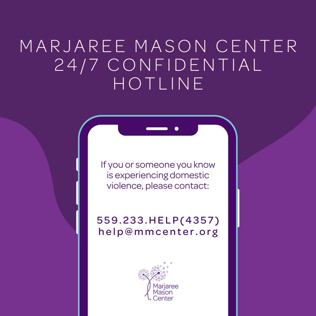 MarjareeMason's tweet photo. #DVAMDay5 - Share our hotline phone number and email. 
You never know who is experiencing domestic violence in silence. Sharing our hotline information can make a big difference in someone else's life. 

24/7 Confidential Hotline:
(559)233-HELP
help@mmcenter.org https://t.co/Yuemzf8o82