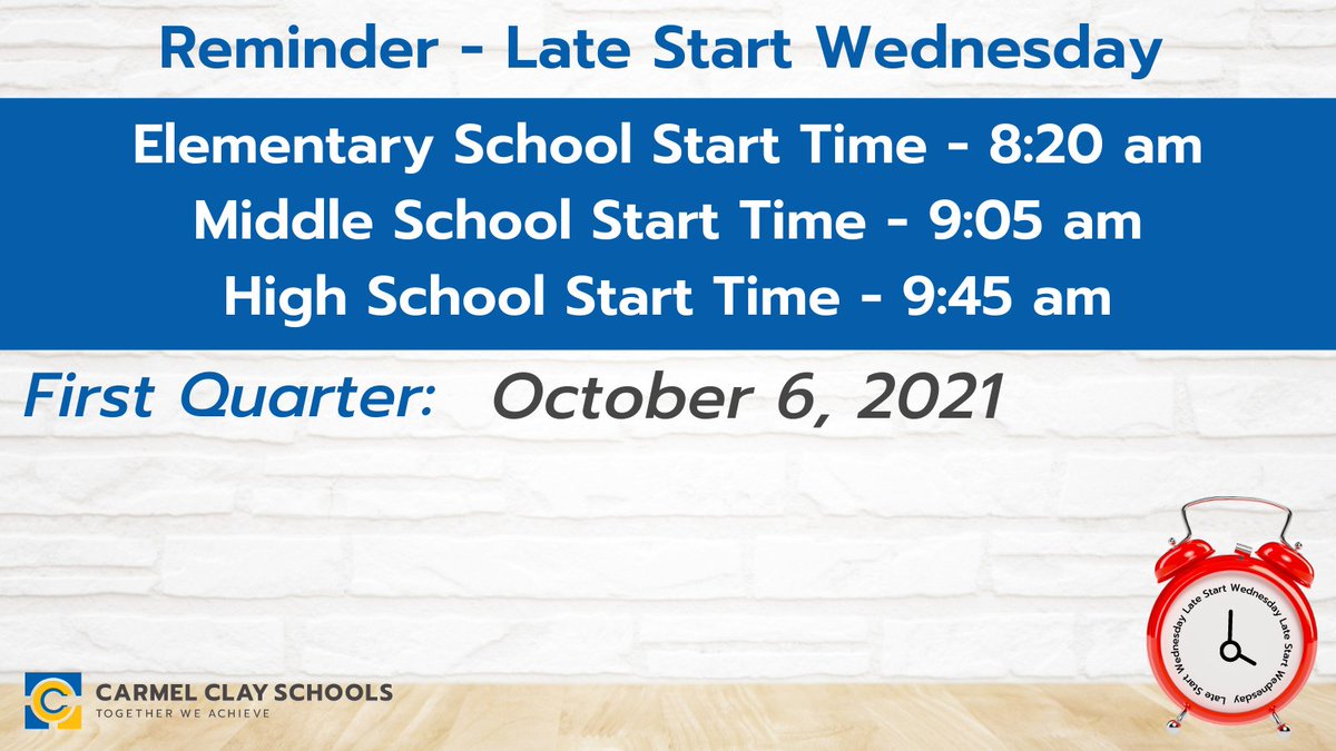 Tomorrow is Late Start Wednesday for CCS. Many schools are participating in National Walk to School Day, as well, so please be extra cautious. #MyCCS
