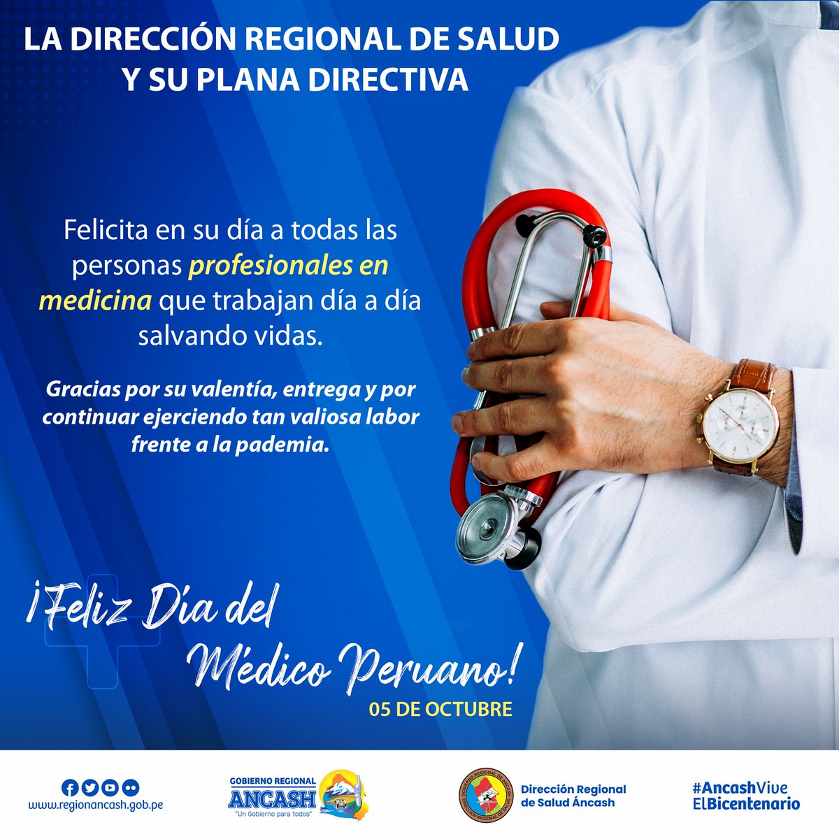 ancash_diresa's tweet photo. Feliz día del médico Peruano https://t.co/X9SKlyfMBL